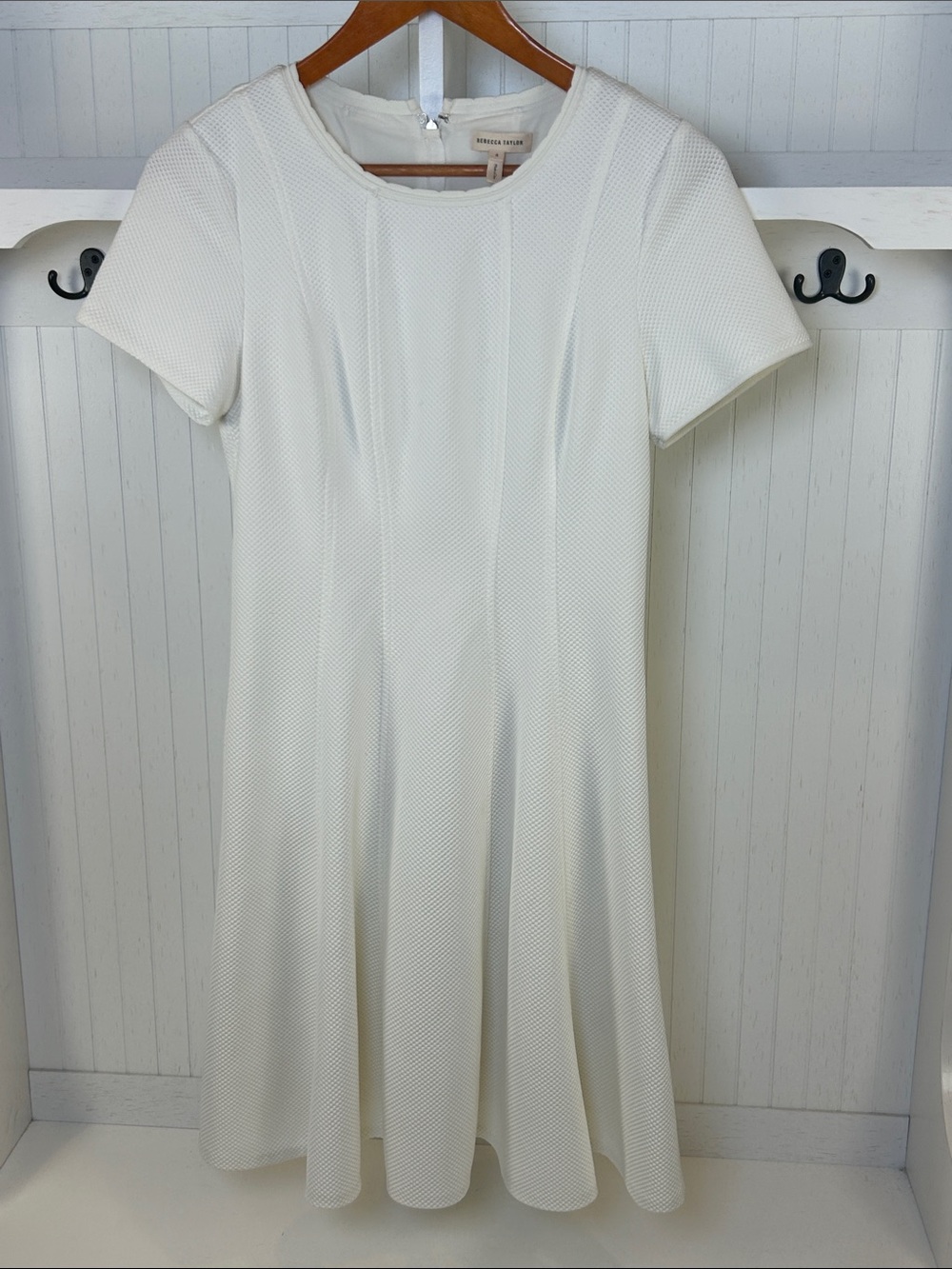 Rebecca Taylor White Pique Fit & Flare Dress Bridal Shower Size 4
